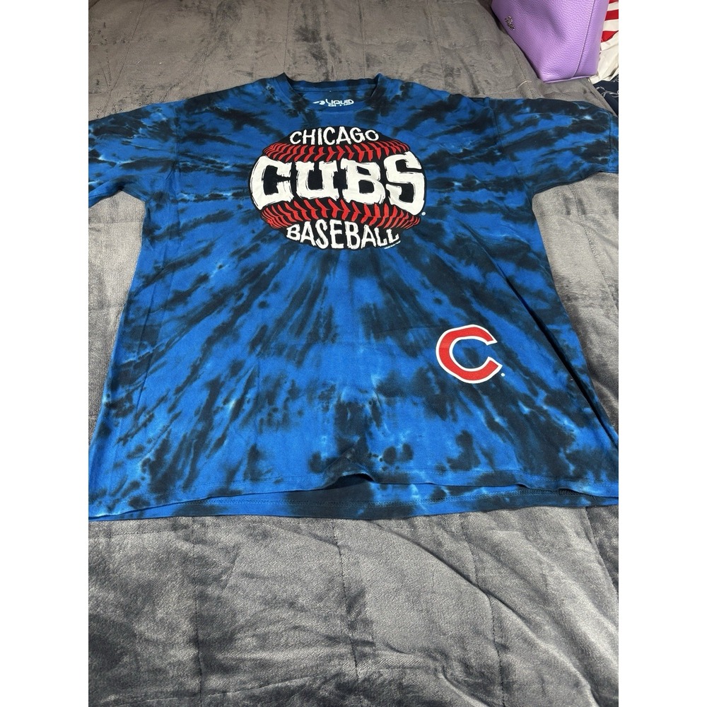 Chicago Cubs Shirt Adult Medium‎ Blue Tie-Dye Liquid Blue MLB T Shirt Size XL